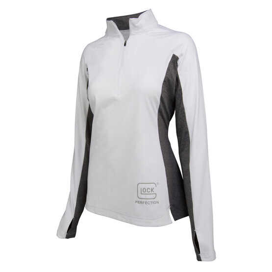Glock Long Sleeve Womens Quarter Zip jacket in white from front